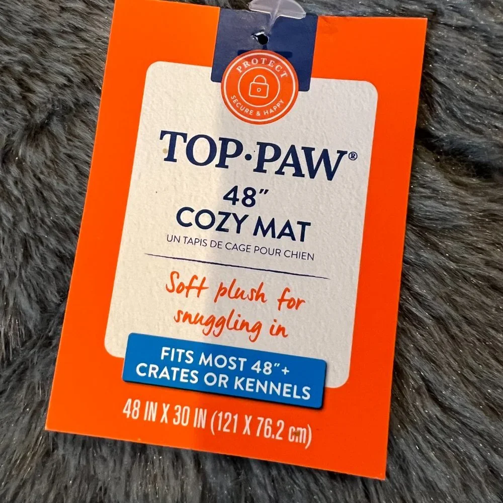 NWT Top Paw Large Grey Cozy Plush Pet Dog Bed Mat - Fits 48
